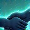 Two hands shaking with a digital overlay, symbolizing expert partnership and collaboration from concept to deployment.